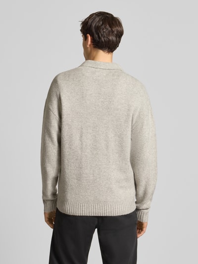 Jack & Jones Gebreide pullover met V-hals, model 'SOHO' Lichtgrijs gemêleerd - 5
