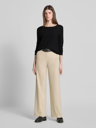 Christian Berg Woman Regular Fit Longsleeve aus reiner Baumwolle in Strick-Optik Black 1