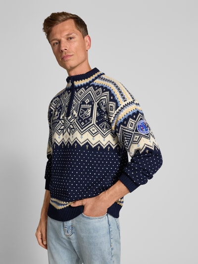 Dale of Norway Norwegerpullover aus Wolle mit Troyer-Kragen Marine 3