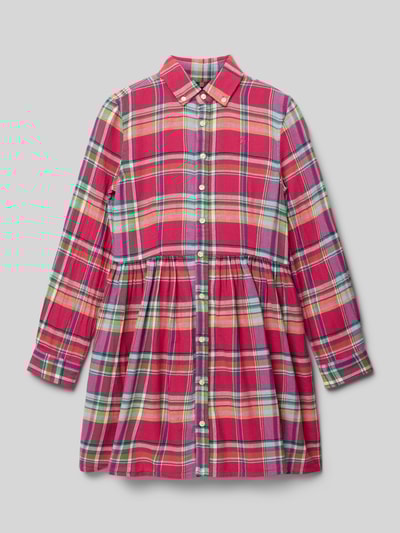 Polo Ralph Lauren Teens Mini-jurk met knoopsluiting Felroze - 1