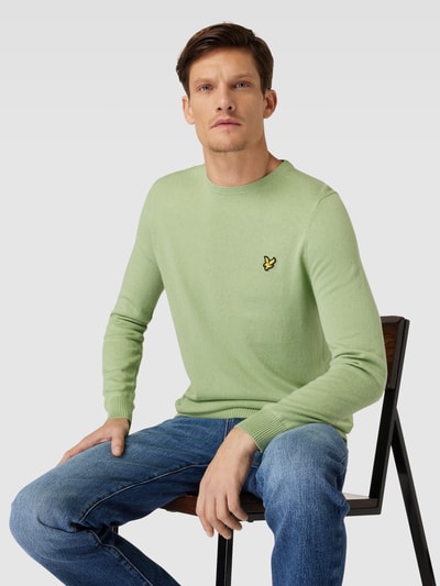 Lyle & Scott Sweter z dzianiny z naszywką z motywem Zielony 3