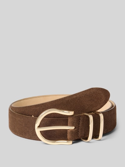 Produktfoto, Gürtel aus echtem Rindsleder in Velours-Optik von Weinmann in Braun, schmale Passform, Dornschließe, glatte Textur, 3 cm breit