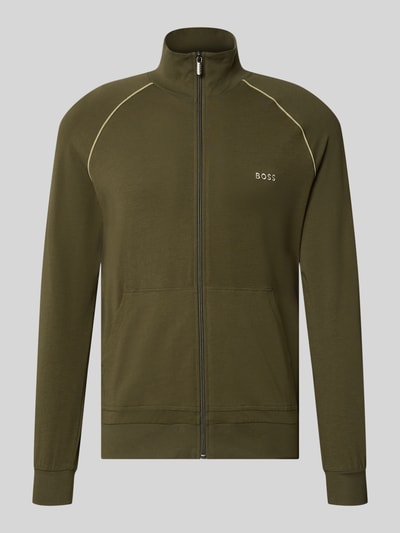 BOSS Bluza rozpinana o kroju regular fit z mieszanki bawełny Oliwkowy 1