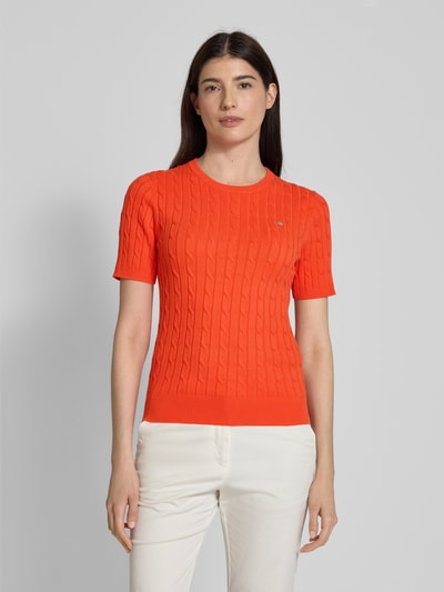 Gant T-shirt in tricotlook Koraal - 4