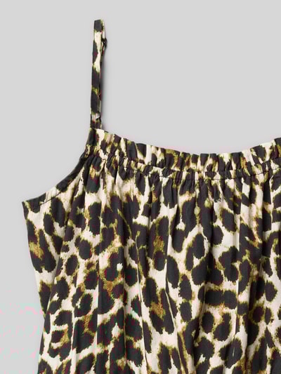 Only Sukienka mini taliowana ze wzorem na całej powierzchni model ‘CLARA’ Camel 2