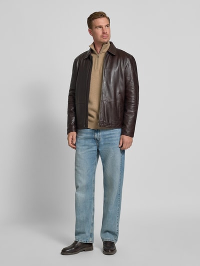 Jack & Jones Premium Schipperstrui met labeldetail, model 'MILANO' Taupe gemêleerd - 1