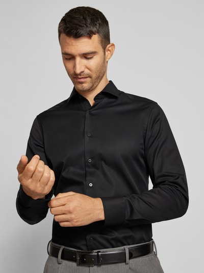 Eterna Koszula biznesowa o kroju slim fit z diagonalu Czarny 3