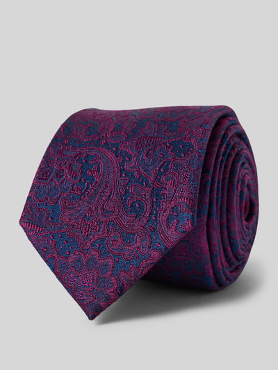 Monti Zijden stropdas met paisleymotief Aubergine - 1