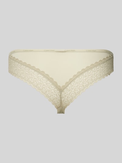 Calvin Klein Underwear String met kant en elastische band Rietgroen - 3