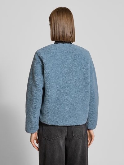 Carhartt Work In Progress Fleecejacke im Allover-Look mit Reißverschluss Modell 'Janet' Blau 5