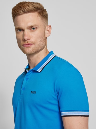 BOSS Green Regular fit poloshirt met labelstitching, model 'PADDY' Koningsblauw - 3