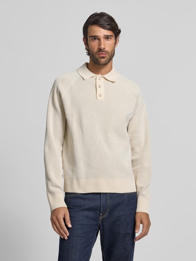 JAKE*S STUDIO MEN Strickpullover mit Polokragen Ecru 4
