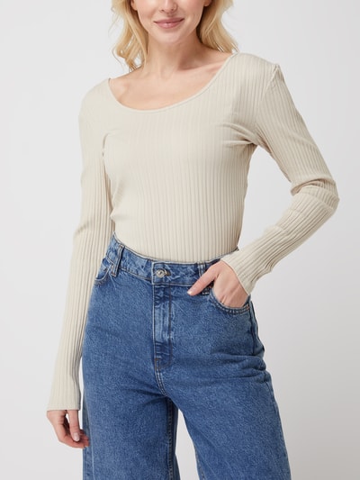 Tom Tailor Denim Longsleeve mit Rippenstruktur  Beige 4