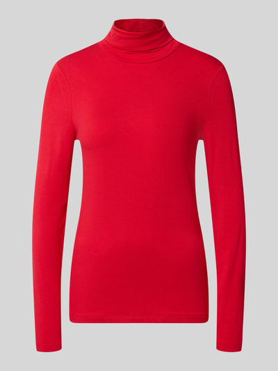 Produktfoto, rode shirt met lange mouwen Longsleeve mit Rollkragen van Christian Berg Woman van Viscosemix, recht model, Ruglengte bij maat S: 60 cm