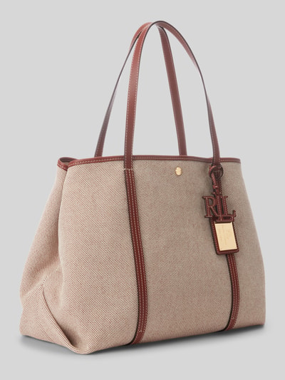 Lauren Ralph Lauren Torba shopper z obszyciem ze skóry i zawieszką z logo Piaskowy 3