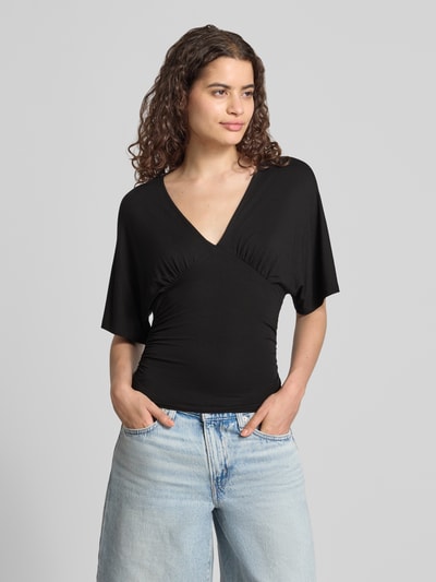 Gina Tricot Bluse aus Viskose-Mix mit V-Ausschnitt Black 4