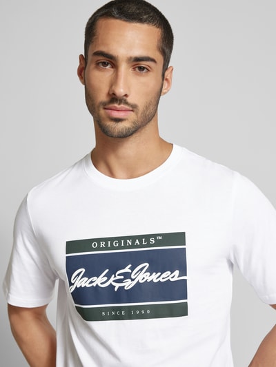 Jack & Jones T-Shirt mit Label-Print Modell 'WAYNE' Weiss 3