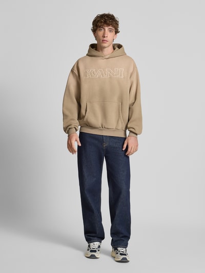 KARL KANI Regular fit hoodie met logostitching, model 'Retro' Middenbruin - 1