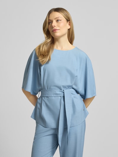 MOS MOSH Relaxed Fit Bluse aus Viskose-Mix Modell 'Rikas' Hellblau Melange 4