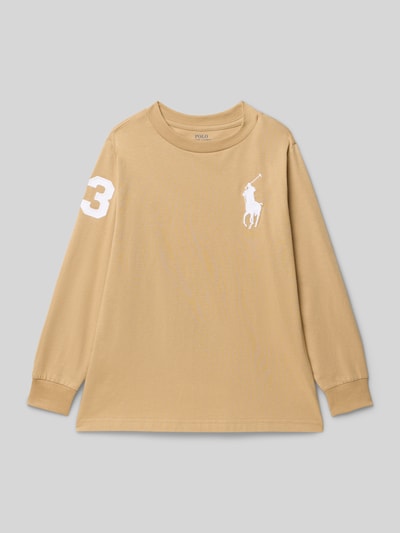 Polo Ralph Lauren Kids Longsleeve mit Label-Stitching und Rundhalsausschnitt Camel 1