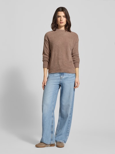 Jake*s Casual Sweter z dzianiny z obniżonymi ramionami Szarobrązowy 1