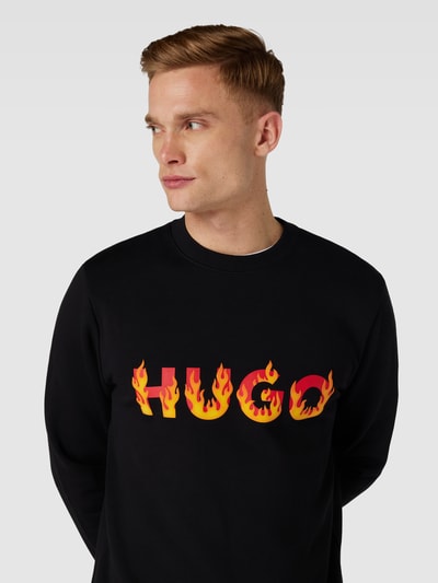 HUGO Sweatshirt met labelprint, model 'Ditmo' Zwart - 3