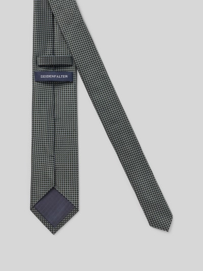Produktfoto, Krawatte aus reiner Seide von Prince Bowtie, klassische Passform, Strukturmuster, Teilungsnähte, Breite 7 cm, blaugrau gemustert