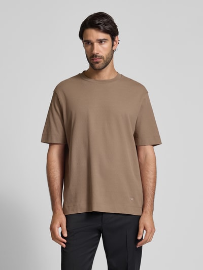 Emporio Armani T-Shirt mit Logo-Stitching und Rundhalsausschnitt Taupe 4