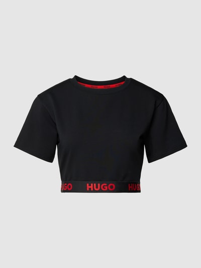 HUGO CLASSIFICATION Cropped T-Shirt mit Label-Detail Black 2