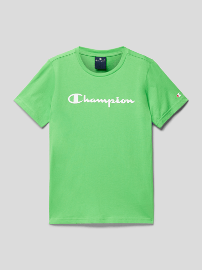 CHAMPION T-shirt z nadrukiem z logo Jasnozielony 1