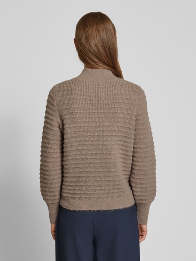 Vila Gebreide pullover met opstaande kraag, model 'TERRA' Taupe - 5