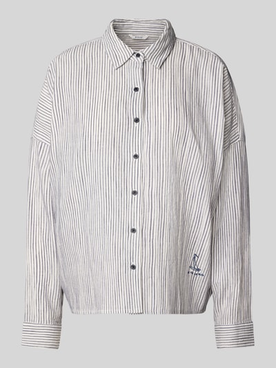 Mustang Oversized overhemdblouse met motiefstitching, model 'Ruby' Lichtblauw - 2