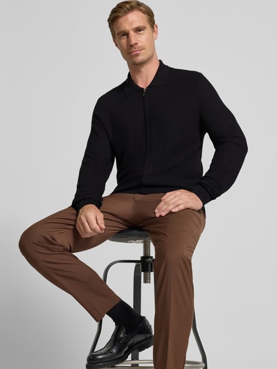 MCNEAL Kurtka o kroju slim fit z dzianiny z mieszanki wiskozy z wykładanym kołnierzem Czarny 3