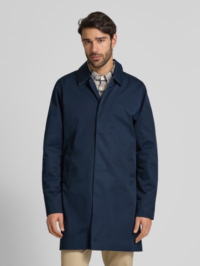 Barbour Lange jas met strookzakken, model 'Rokig' Marineblauw - 4