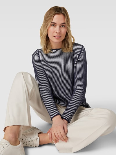 Christian Berg Woman Strickpullover in Ripp-Optik Dunkelblau 3