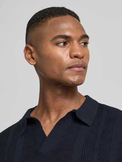 Lindbergh Oversized poloshirt met V-hals Donkerblauw - 3