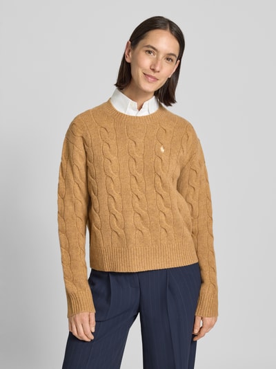 Polo Ralph Lauren Strickpullover aus Baumwoll-Kaschmir-Mix mit Zopfmuster Camel 4
