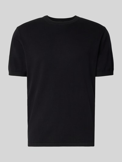 Christian Berg Men T-Shirt mit geripptem Rundhalsausschnitt Black 2