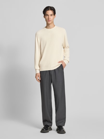 BOSS Regular Fit Strickpullover aus Viskose-Mix Modell 'P-HORSO' Offwhite 1