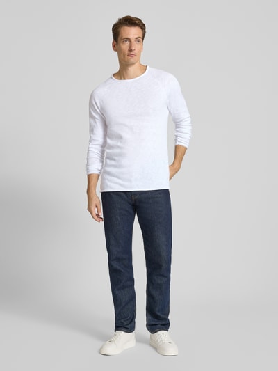 American Vintage Shirt met lange mouwen en ronde hals, model 'SONOMA' Wit - 1