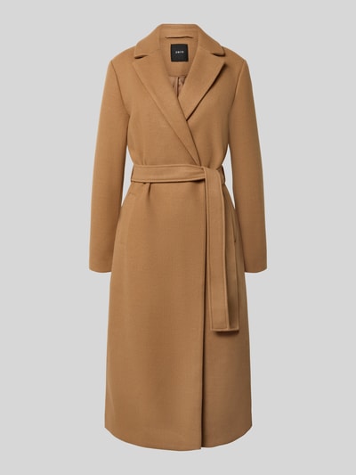 Zero Mantel mit Reverskragen und Bindegürtel Hellbraun 2