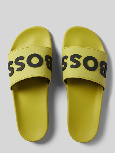 BOSS Slippers met labelprint, model 'Kirk' Groen - 4