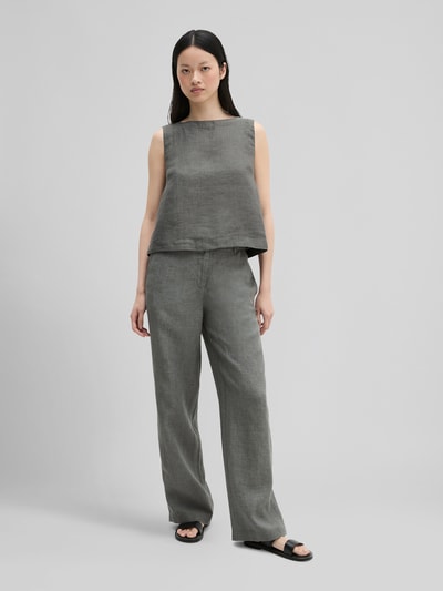 Marc O'Polo Top bluzkowy o kroju regular fit z czystego lnu Średnioszary melanż 1