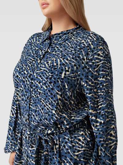 ONLY CARMAKOMA PLUS SIZE blousejurk met all-over motief, model 'CARLOLLILISE' Marineblauw - 3