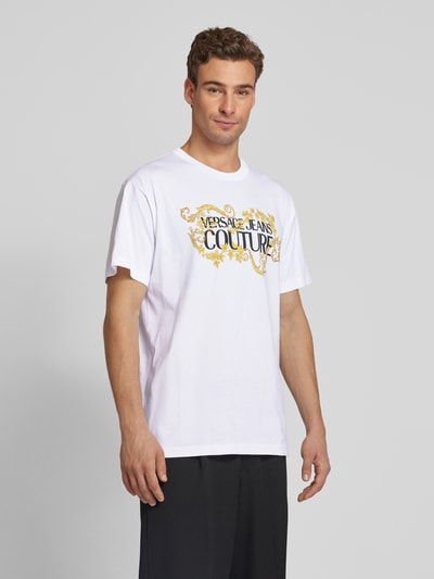 Versace Jeans Couture T-Shirt mit Motiv- und Label-Print Weiss 4