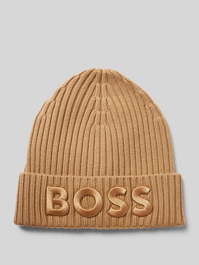 BOSS Beanie mit Label-Stitching Modell 'Lara' Camel 1