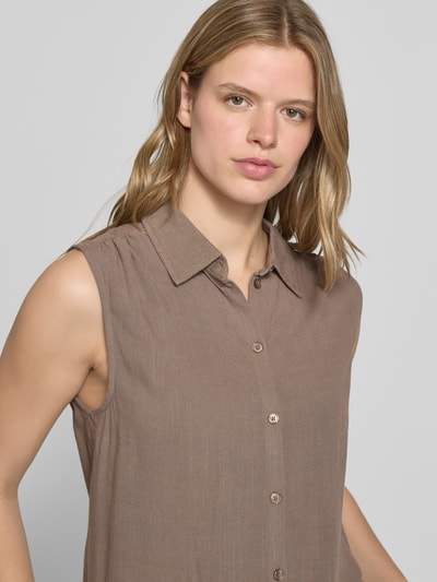 ONLY Regular Fit Leinenbluse ohne Ärmel Modell 'SIESTA' Mittelbraun 3