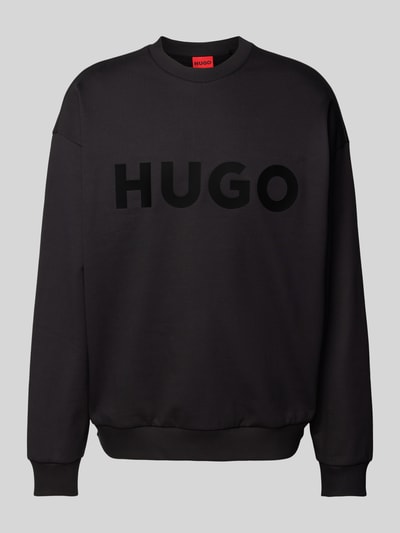 HUGO Sweatshirt met labelprint, model 'Dinex' Zwart - 2