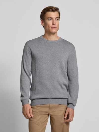 Christian Berg Men Gebreide pullover met ribboorden Lichtgrijs gemêleerd - 4