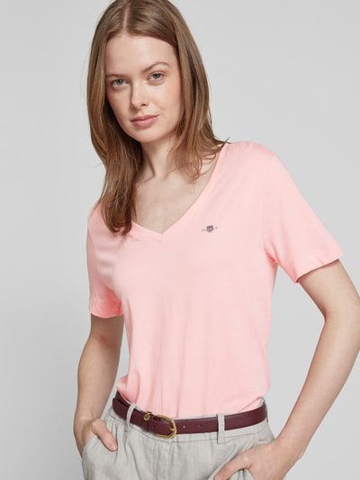 Gant T-Shirt mit Label-Stitching Pink 3